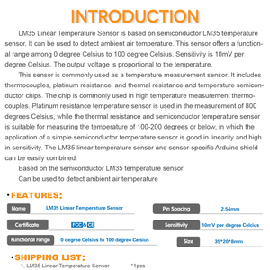 Keyestudio LM35 Lin Ear <strong>Temperature</strong> <strong>Sensor</strong> for <strong>Arduino</strong> for Microbit