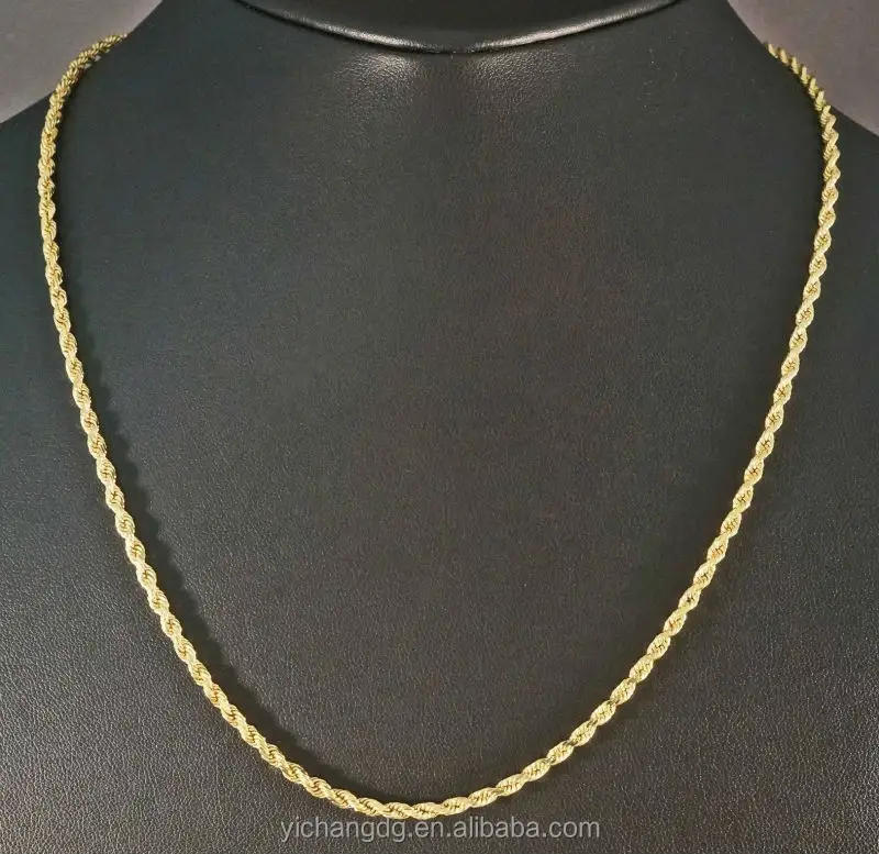 14K Gold Plated 2.4 millimetri Rotonda Corda Collana Della Catena del Cavo