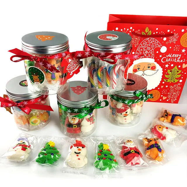 100ミリリットル150ミリリットル200ミリリットル250ミリリットルFood Storage Container Christmas DIY Decoration Clear Plastic Candy Jar子供のためのGift