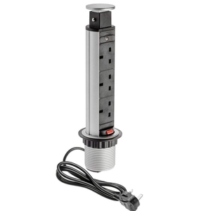 Elevación manual de 3 tomas de corriente UK Tire del enchufe de escritorio emergente para cocina con luz indicadora - Product Image 1