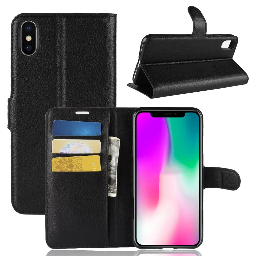 New Arrival Litchi Factory price Wallet holster blank case,phone case leather for iphone xs