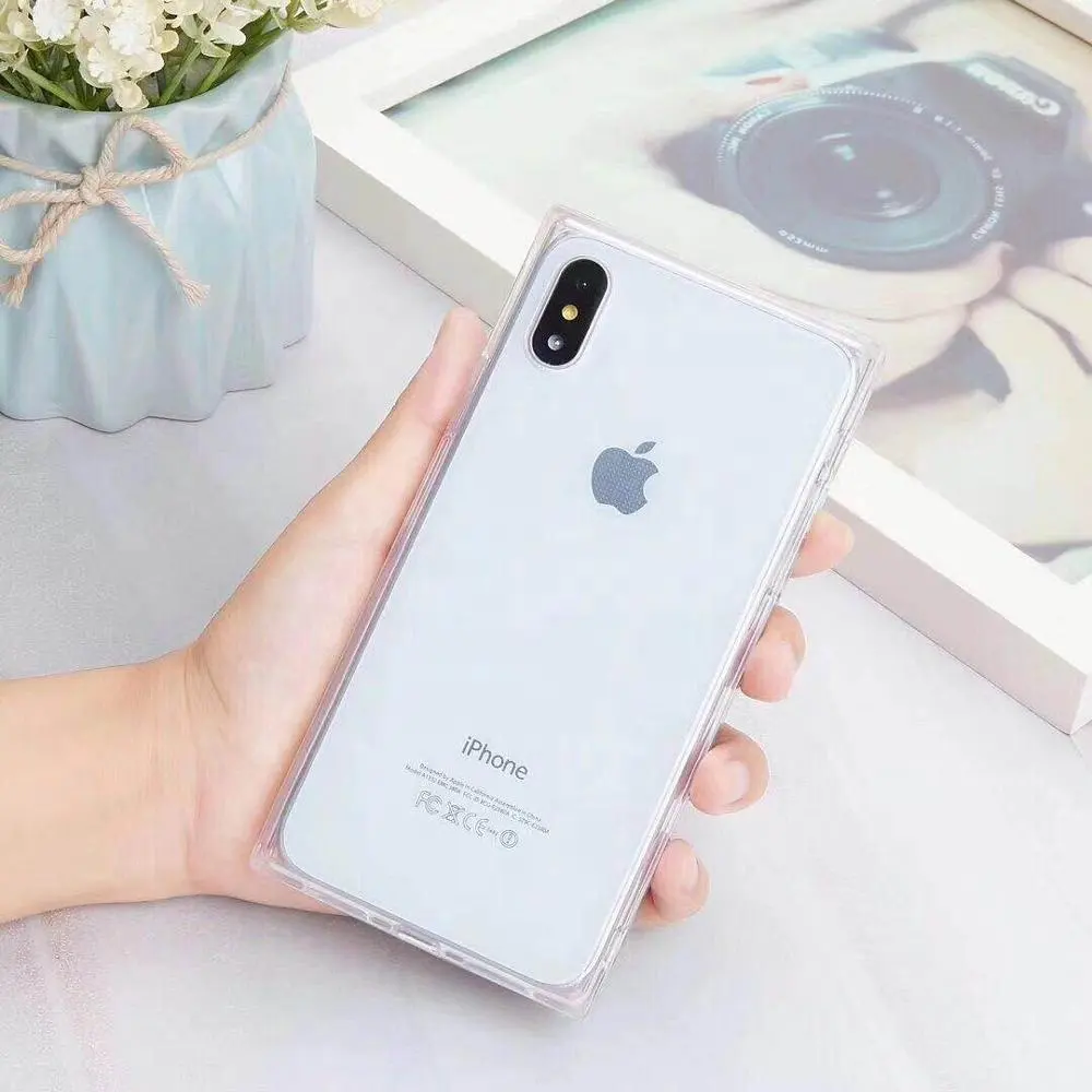 Şeffaf kare telefon kılıfı arka kapak iphone X için max şeker renk cep telefonu aksesuarları için samsung galaxy s7