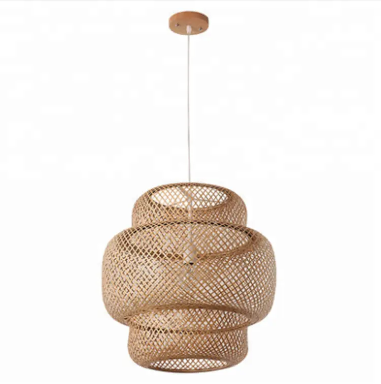 Retro artigianato di bambù tessitura decorativo per la casa lampada a sospensione