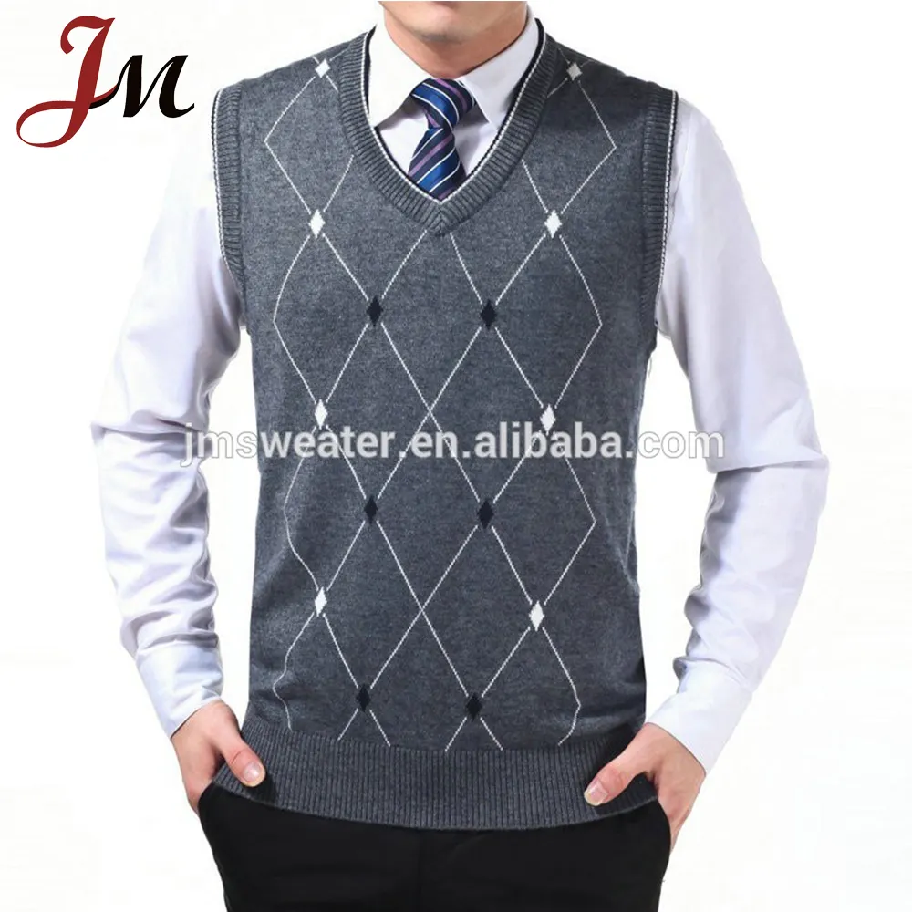 Guangzhou-fabricante de suéter personalizado para hombre, Jersey de punto, chaleco de lana para otoño e invierno con cuello en V, suéter de ganchillo, chaleco con patrón para hombre