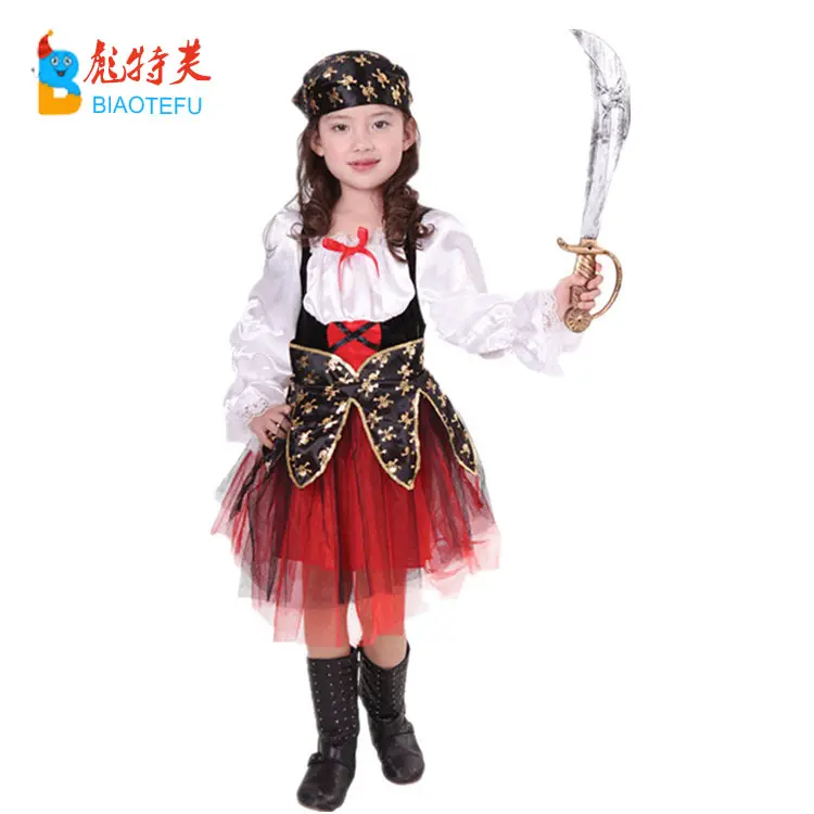 De halloween de los niños baratos pirata trajes de baile para niños vestido de fantasía cosplay Disfraces para Niñas venta al por mayor de China