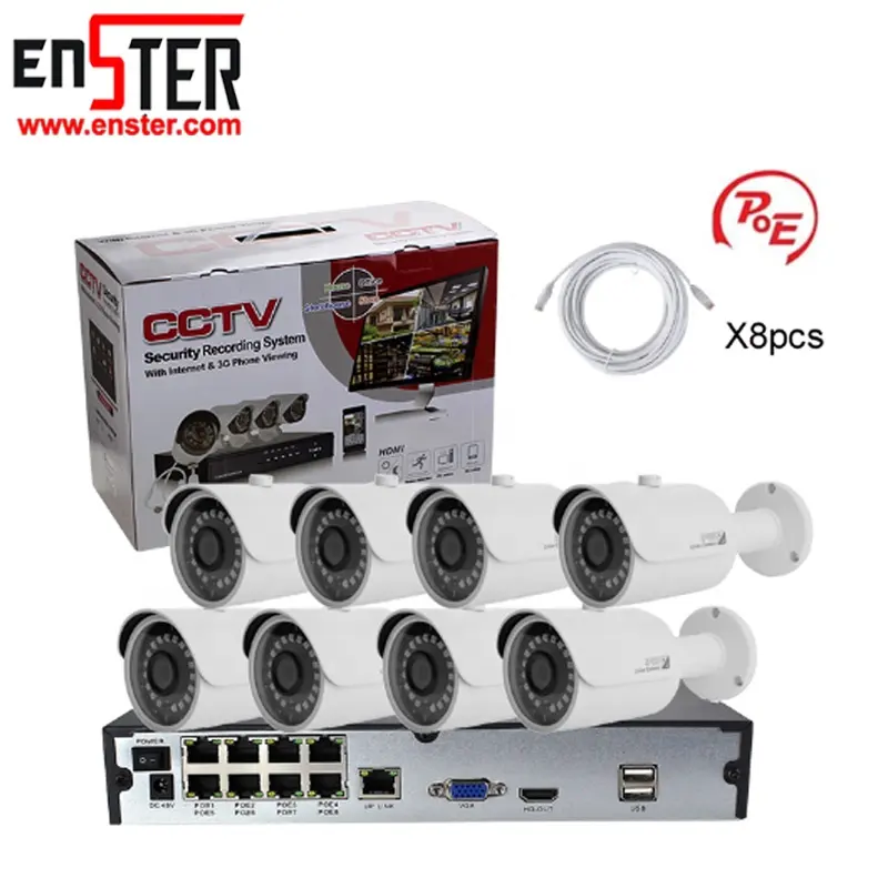 Sortie d'usine Sécurité Câble Réseau Ip Surveillance Cctv Suite Sécurité Caméra Poe Caméra Système de Caméra 2MP NST-PK8202S