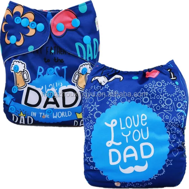 Mumsbest Wasbare Luiers Baby Doek Luiers I Love Dad Marine Familie Liefde Luiers