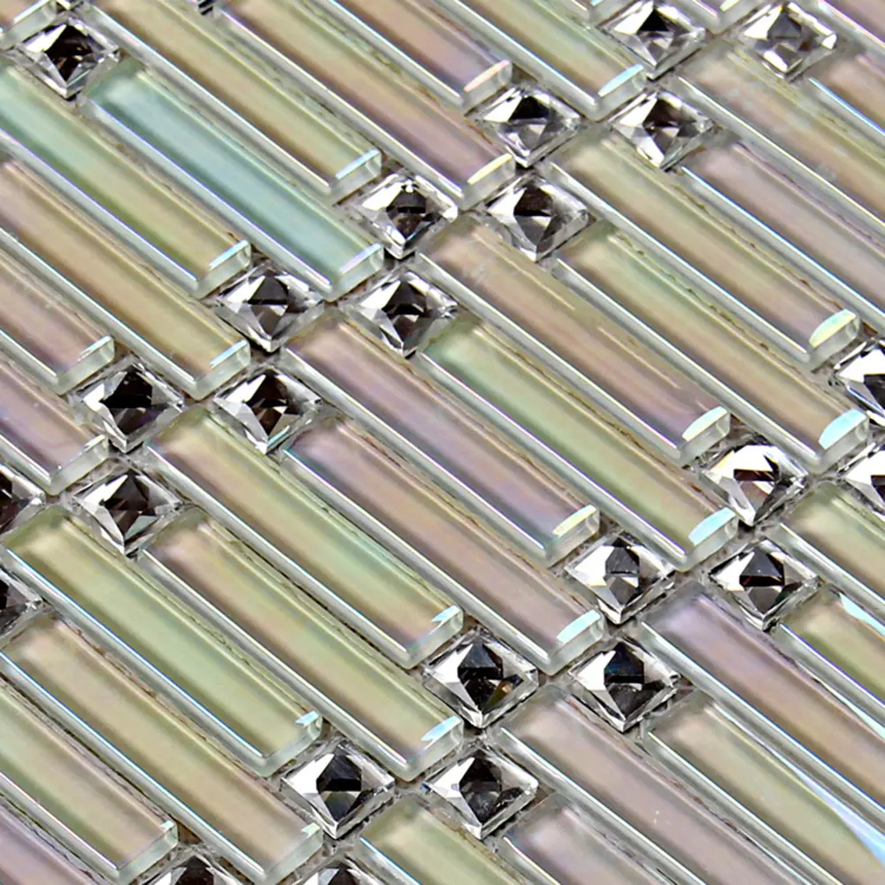Mosaico di cristallo per la decorazione della parete bordo della vasca da bagno strisce di vetro trasparente mosaico e la lucidatura piccola piastrella quadrata a specchio 3D