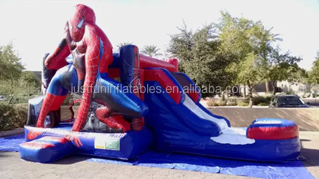 commerical inflatable spider themed water slide pool bouncy castle combo for sale