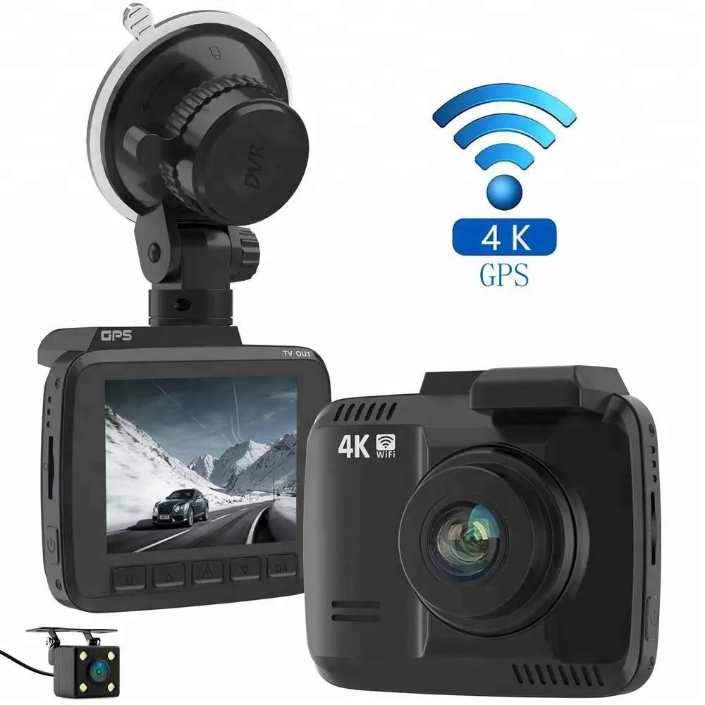 Dash cam 4k di wifi di gps da 2.4 pollici G-sensore di visione notturna della macchina fotografica
