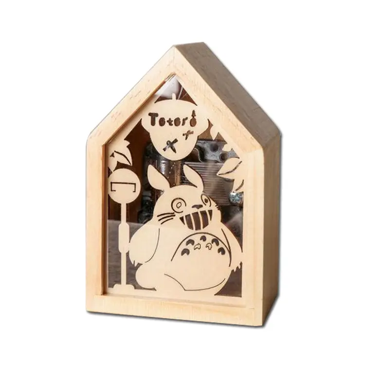 تعزيز جميل مخصص شكل Totoro ريفي خشبي صندوق تشغيل الموسيقى