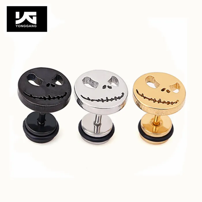 Halloween Unisex moda Piercing all'orecchio gioielli teschio orecchino cattivo sorriso orecchini per uomo donna