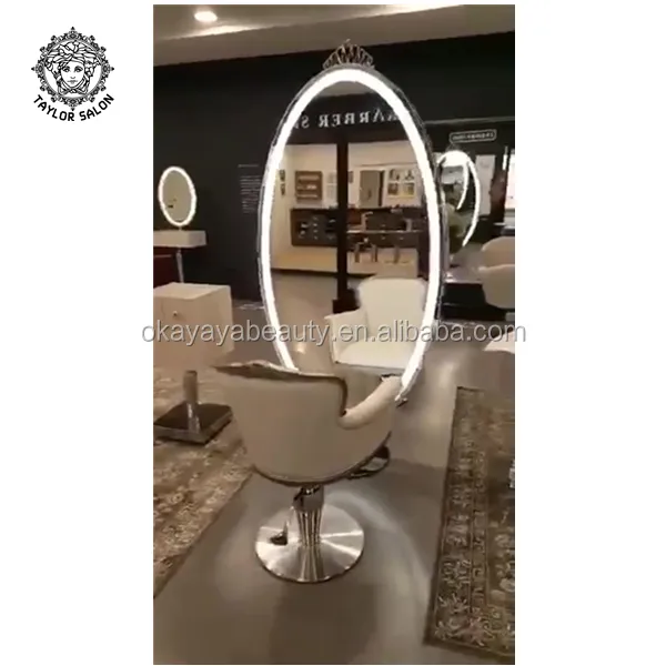Estación de espejo para salón de belleza, muebles de peluquería, Estilismo, con luz