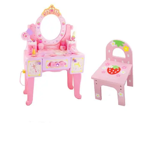 Conjunto de princesa japonesa de 2021, vestiário de madeira com cadeira, jogo de brinquedo para meninas, brincar de beleza wdt003