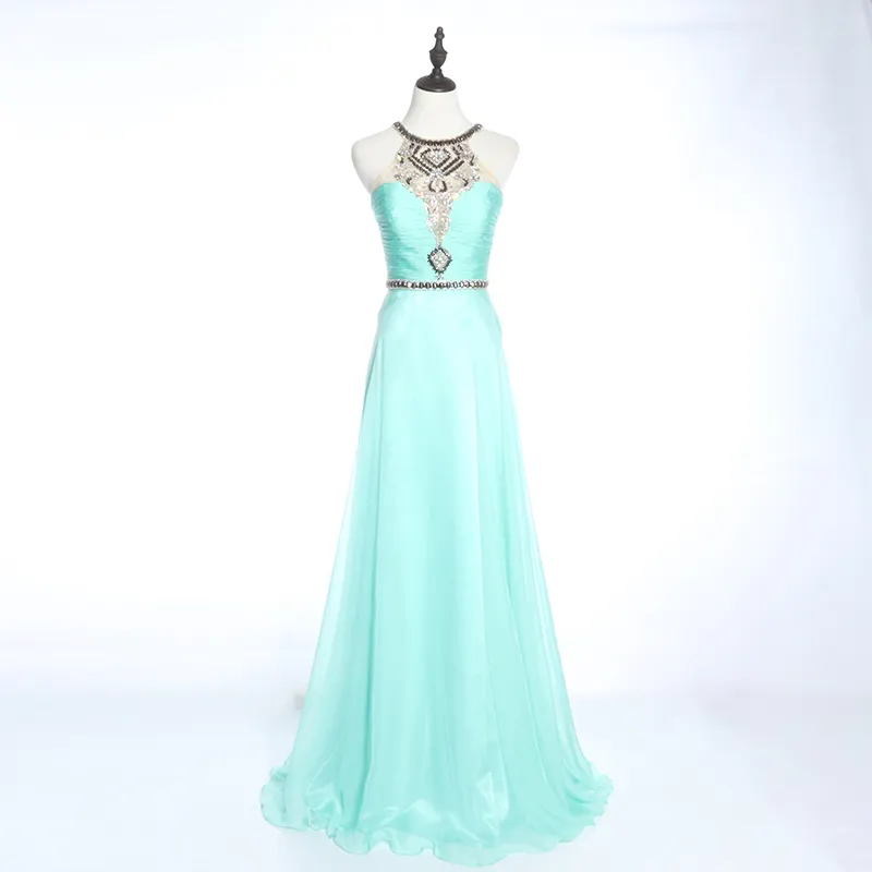 Beaded mint green prom party skirt 2019 Dubai elegant long evening dresses