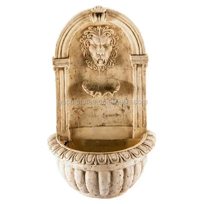 Fuente de interior de piedra colgante, cabeza de león decorativa, fuente de pared de agua para exteriores, gran oferta