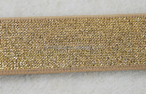 批发lurex金色松紧带，弹性蕾丝饰边，带金属线，用于衣服 - Product Image 4