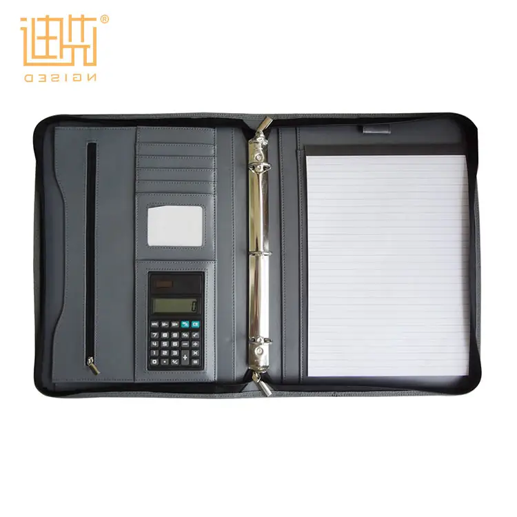 Folder with handlers Black synthetic leather executive office stationery business Pu leather a4 portfolio
