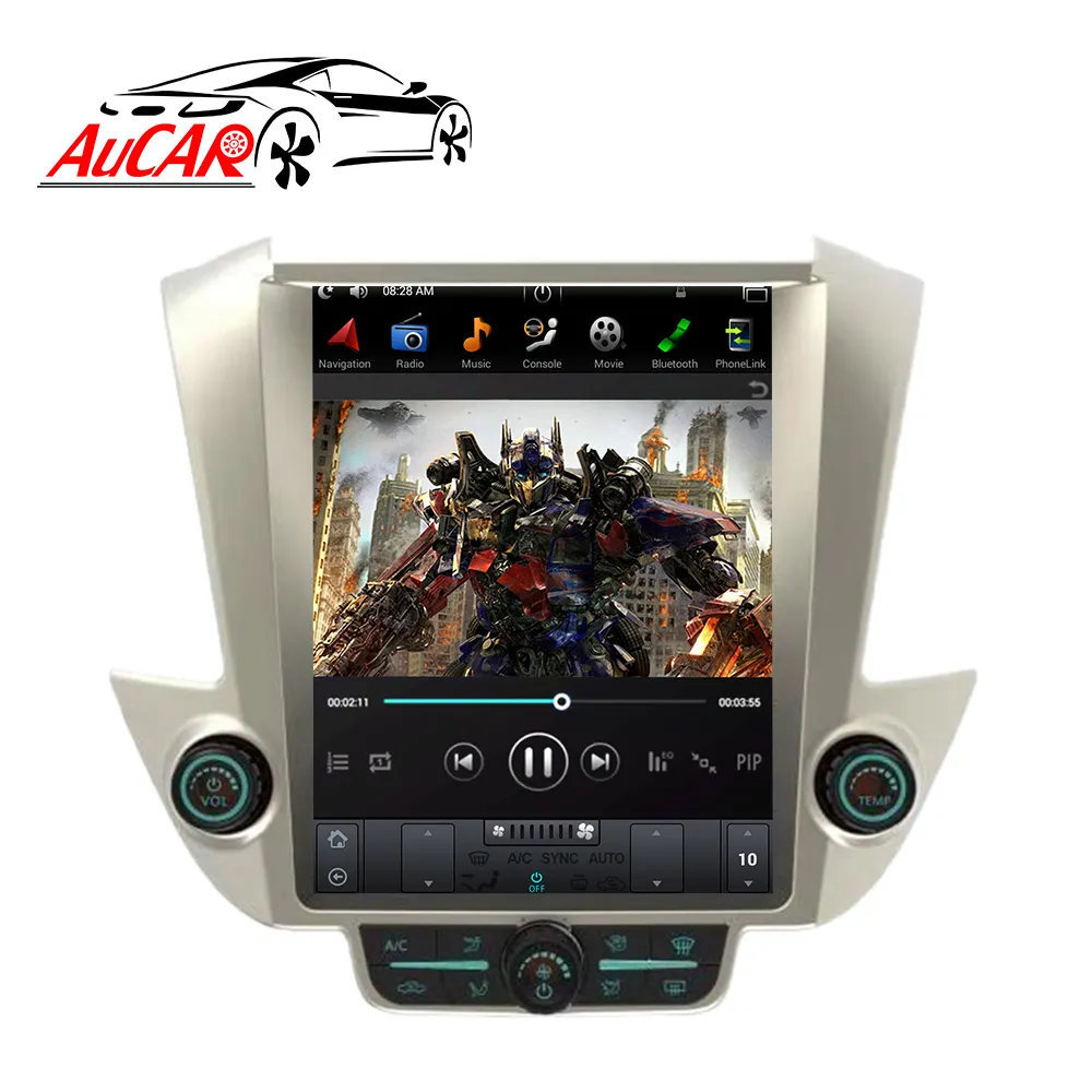 AuCAR Pemutar Dvd Mobil Android, 12.1 "Gaya Tesla Pemutar Stereo Radio Mobil GPS Navi untuk Chevrolet Tahoe Suburban GMC Yukon 2015-2018