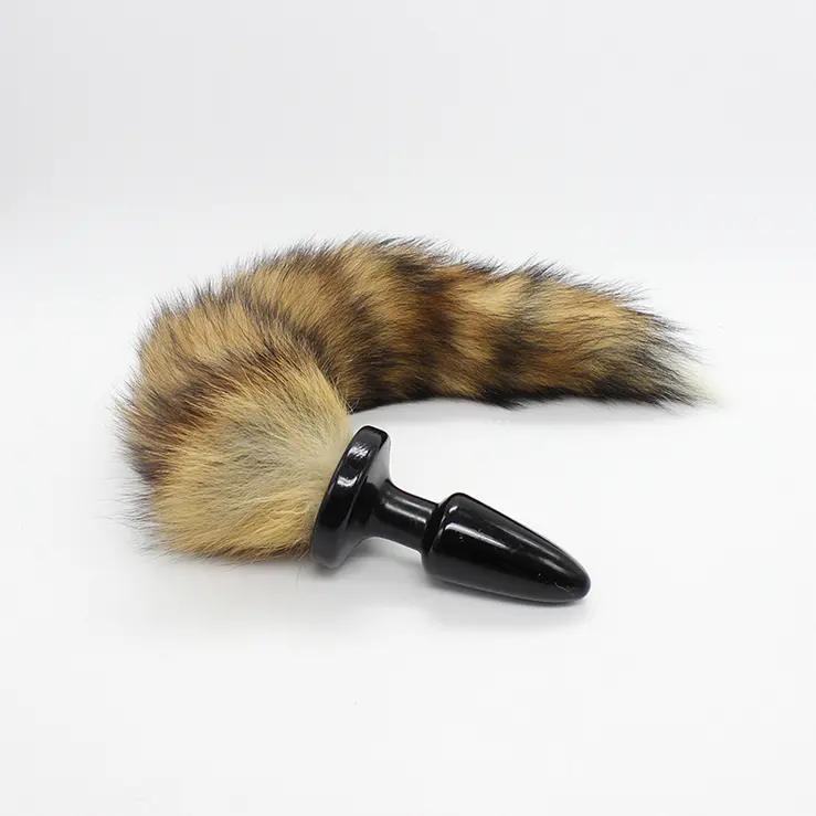 Rubber with big realistic fox tail erotic couple sex toy anal plug