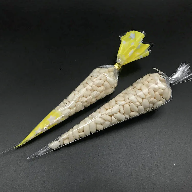 Food grade custom dreieck geformt klar kunststoff taschen für popcorn verpackung