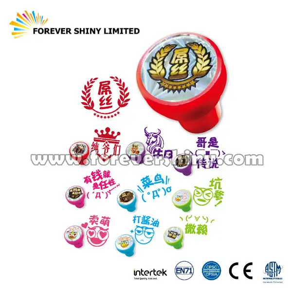 Custom Promotional Capsules Self-Inking Novelty Child Gift Teacher Toy Rubber Plastic Slogan Stamp for Vending Machines