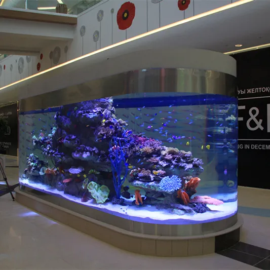 Tanque de aquário cilíndrico, tanque de peixes acrílicos para restaurante