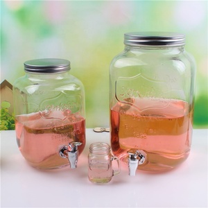 タップとラック付き<span class=keywords><strong>4</strong></span>リットルガラスメイソンジャー飲料ディスペンサージャー