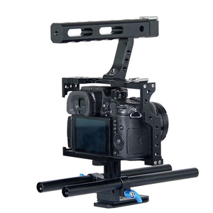 מקצועי ידית אחיזת Rig DSLR מייצב וידאו מצלמה כלוב עבור אלפא A7S A7 A7R <span class=keywords><strong>A7RII</strong></span> A7SII Panasonic Lumix DMC GH4