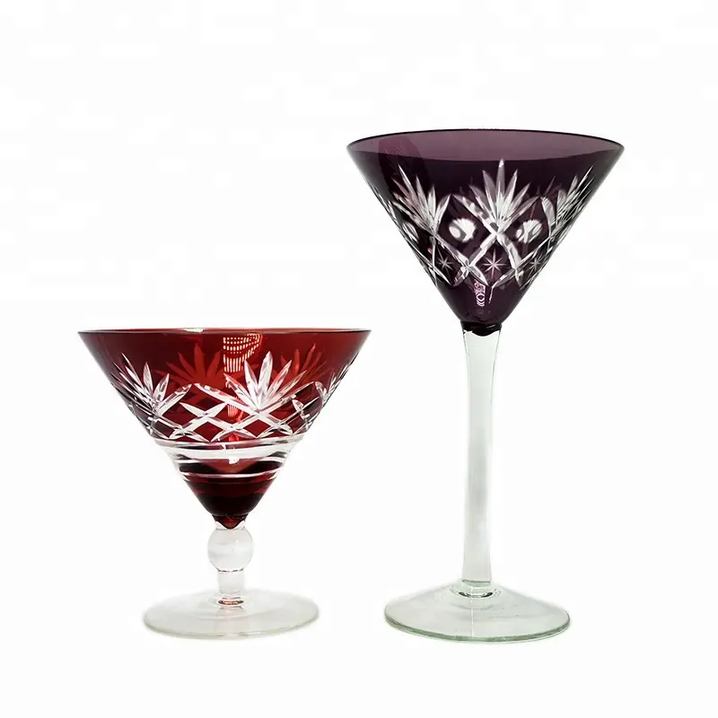 Vintage Böhmen rot und lila Cocktail glas Tasse Martini Gläser Overlay farbiges Glas