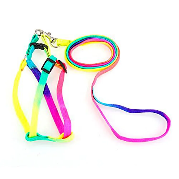 Pet leash harness set color change dog harness nylon puppy cat rabbit kitten pull dog harness and leash set