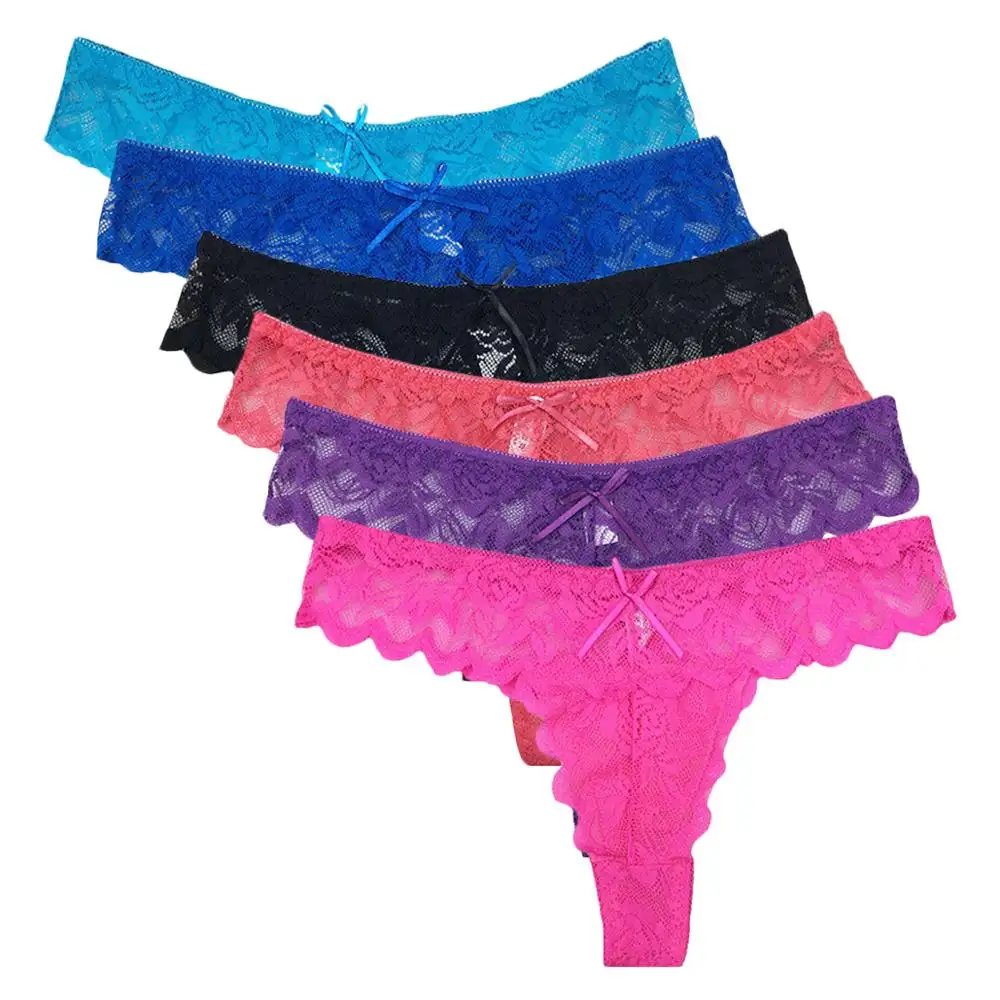 Calcinha de renda transparente colorida, calcinha sexy de renda fio dental lingerie sexy