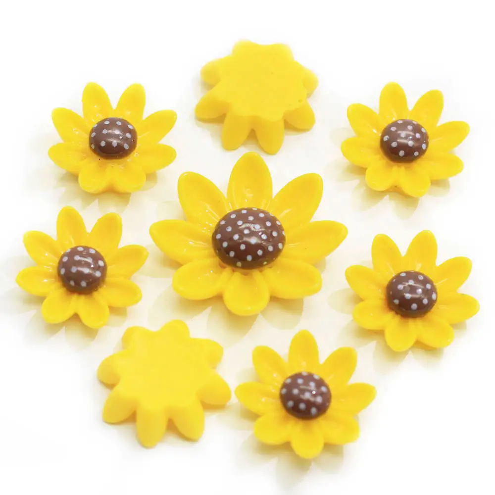 Giallo Girasole 18 MILLIMETRI 26 MILLIMETRI di Resina del Flatback Cabochon Kawaii Girasole Mestiere Cabochons Decori FAI DA TE Risultati Dei Monili