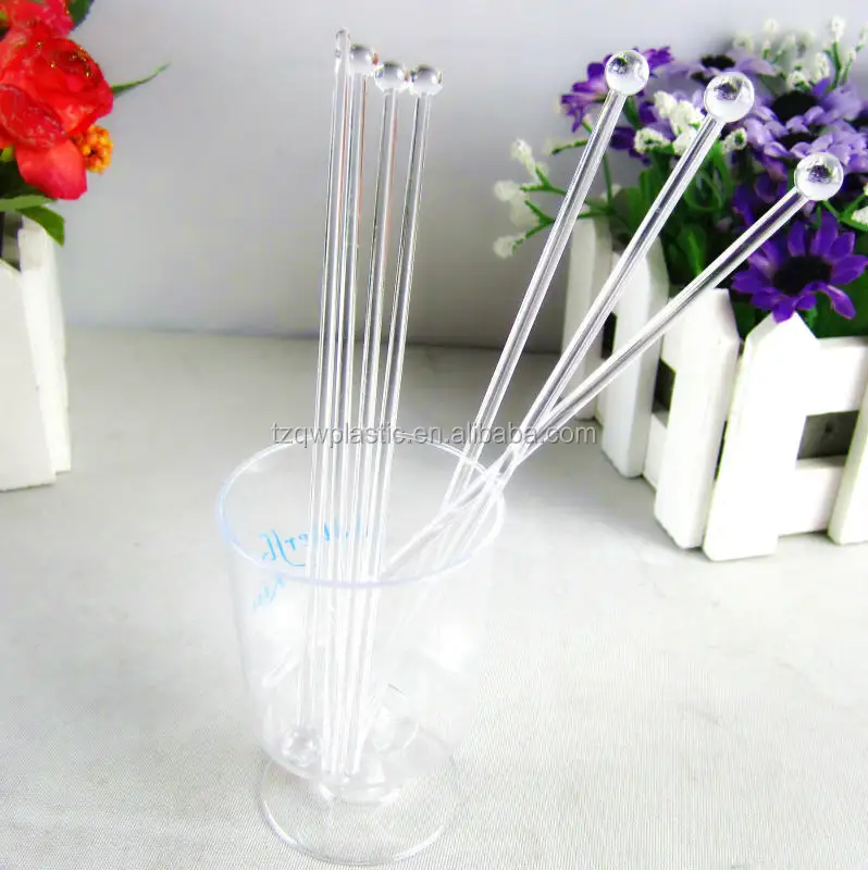 Transparent Plastic Cocktail Drink Stirrers Swizzle Sticks ,made of plastic PS