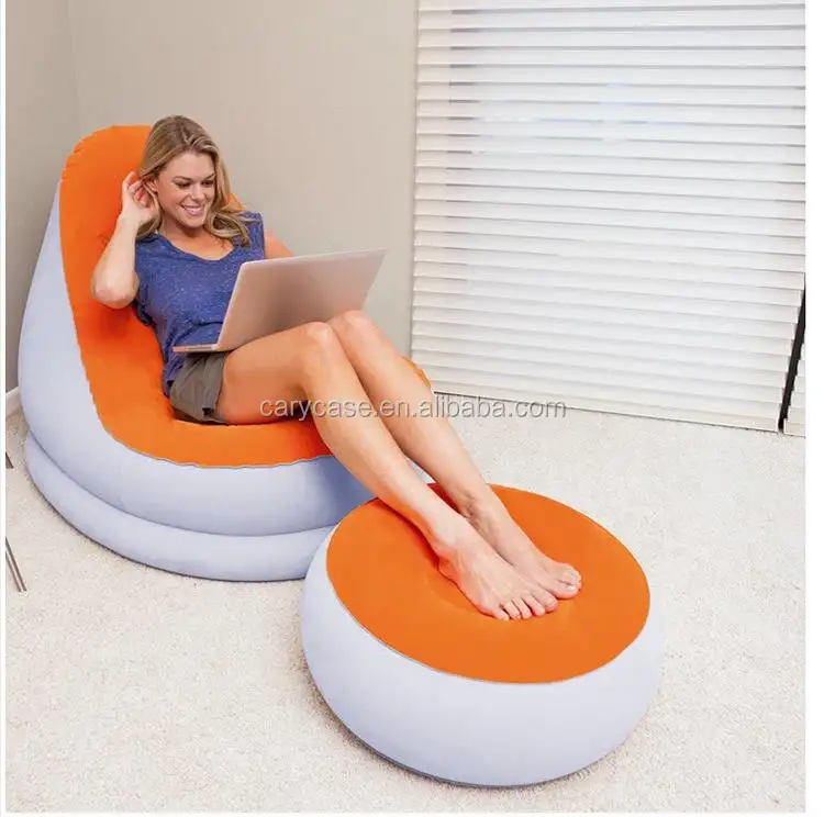 122cm x 94cm x 81cm ekstra büyük şişme koltuk ile dışkı, hava inflatated beanbag oturma odası kanepe osmanlı