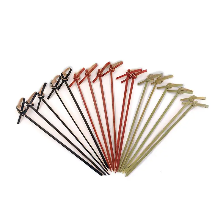 Jimao Disposable Barbeque Twisted Bamboo Knotted Fruit Sticks Skewer Picks Knot Sticks