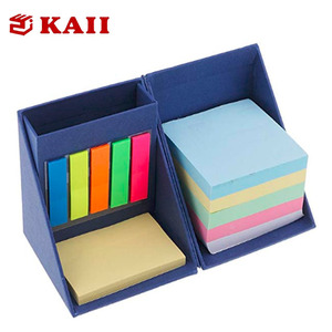 Cubo de notas adhesivas para regalos promocionales en caja de papel Kraft con soporte para bolígrafo