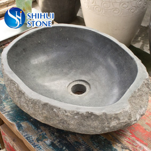 SH石河石船水槽价格便宜天然大理石梳妆台台面河石洗手盆