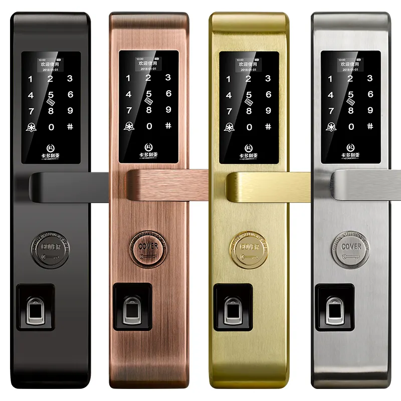 Best Selling Biometric Fingerprint Touch Screen Digital Hotel fingerprint electronic door lock gold with Door Handles