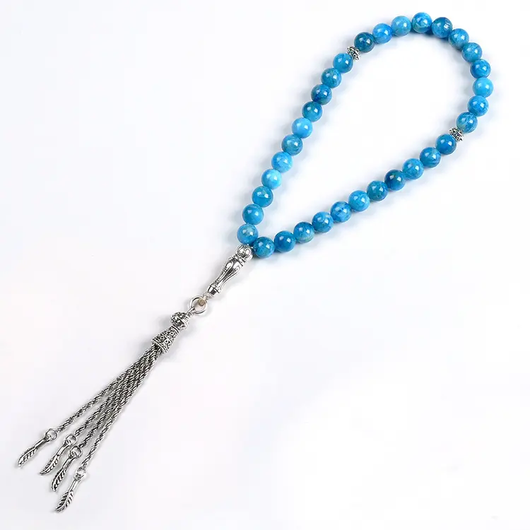 YS97 vendita calda indù Preghiera del rosario religioso zaffiro Meditazione battesimo naturale della pietra preziosa tasbih osmanli turco tesbih