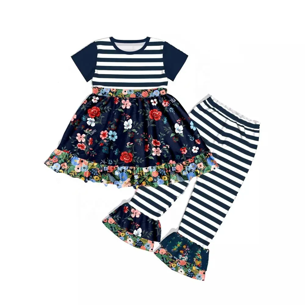 Drop Shipping OEM/ODM 2019 new fall kid girls boutique ruffle clothing sets wholesale children winter clothes