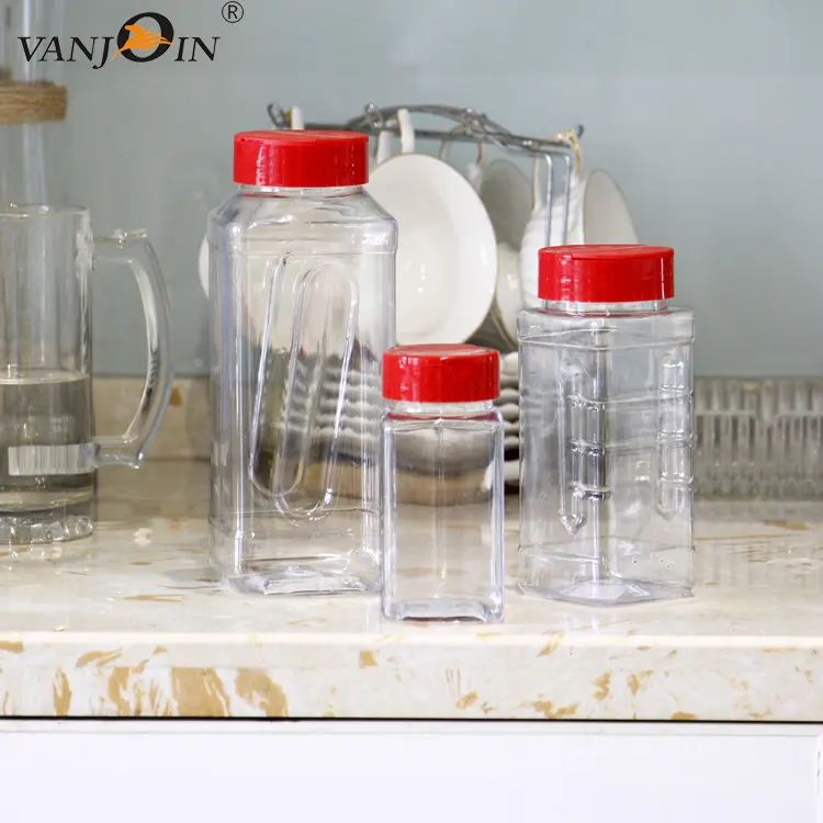 Di plastica trasparente bottiglia di spezie mini vaso con coperchio trasparente di alta qualità barattolo di spezie