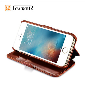 ICARER עור אמיתי <span class=keywords><strong>5S</strong></span> SE מקרה כיסוי Flip עבור iphone 5