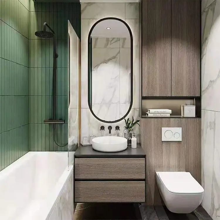 Lavabo en bois style européen classique, prêt à installer, résistant à l'eau, meubles de salle de bains, vanity avec planche mdf e0 pour la maison