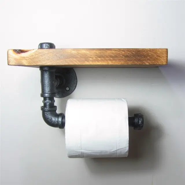 Zemin flanşlı demir boru tuvalet kağıt rulo tutucu