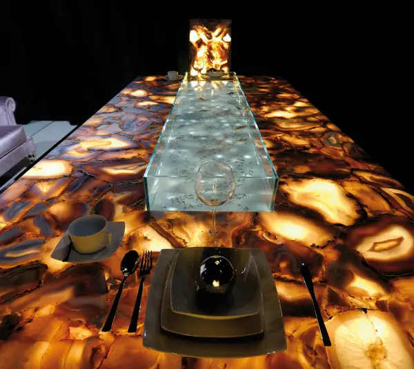 פנים קיר פנל קישוט שקוף עם תאורה אחורית אגת גדול לוח שולחן