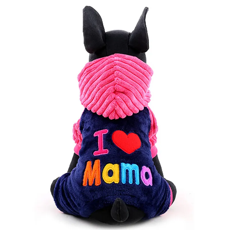 Autunno inverno Pet Dog Clothes Warm Dog Coat felpe I Love Papa Mama Puppy Chihuahua Costume abbigliamento