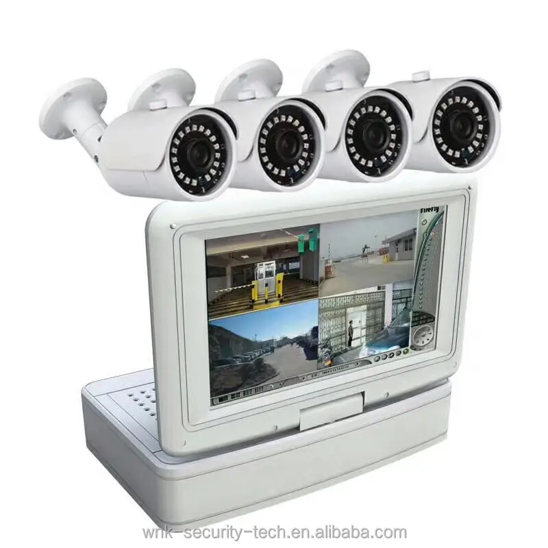 كاميرا واي فاي مع شاشة ال سي دي 4CH اللاسلكية NVR مجموعات للماء في الهواء الطلق المنزل الدوائر التلفزيونية المغلقة أنظمة أمن