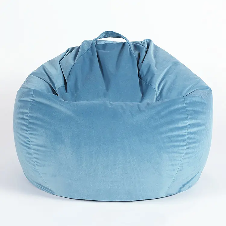 Verfrissende Baby Blue Traan Fluwelen Poff Bean Bag Seat Woonkamer Meubilair Home Bean The Seat Oem Of Odm Foam Gevulde Ligstoel
