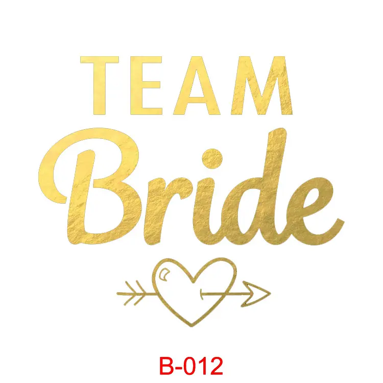 B-017 Single Party Metallic Gold Silver Bride Team Love Tribe Waterproof Temporary Tattoo Sticker